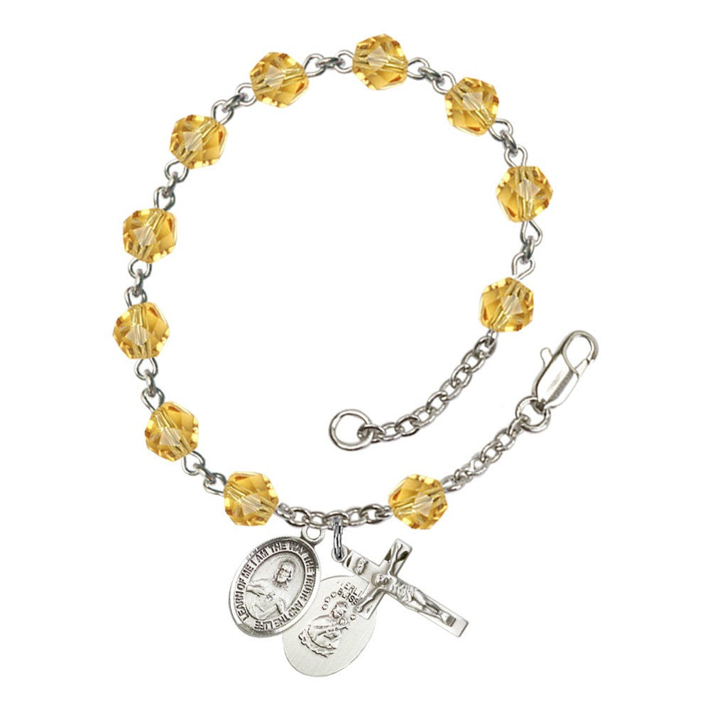 Scapular Yellow November Rosary Bracelet 6mm