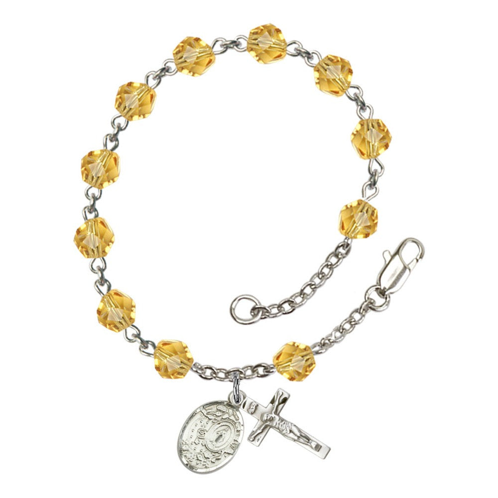 Miraculous Yellow November Rosary Bracelet 6mm