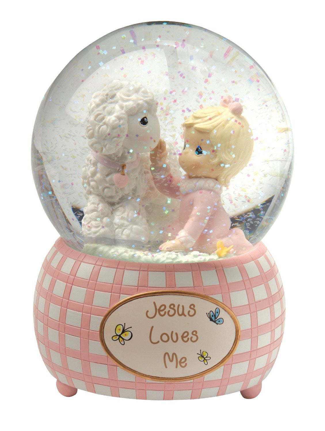 Precious Moments Musical Water Globe Girl Lamb