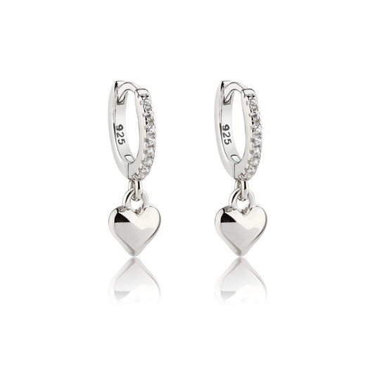 Sterling Silver Huggie Heart Earrings