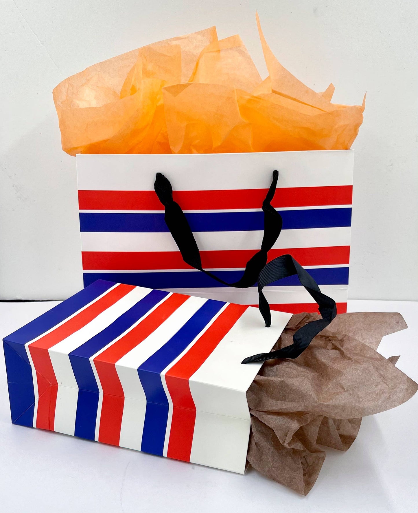 20pcs,4 sizes blue&white&red stripes gift bag