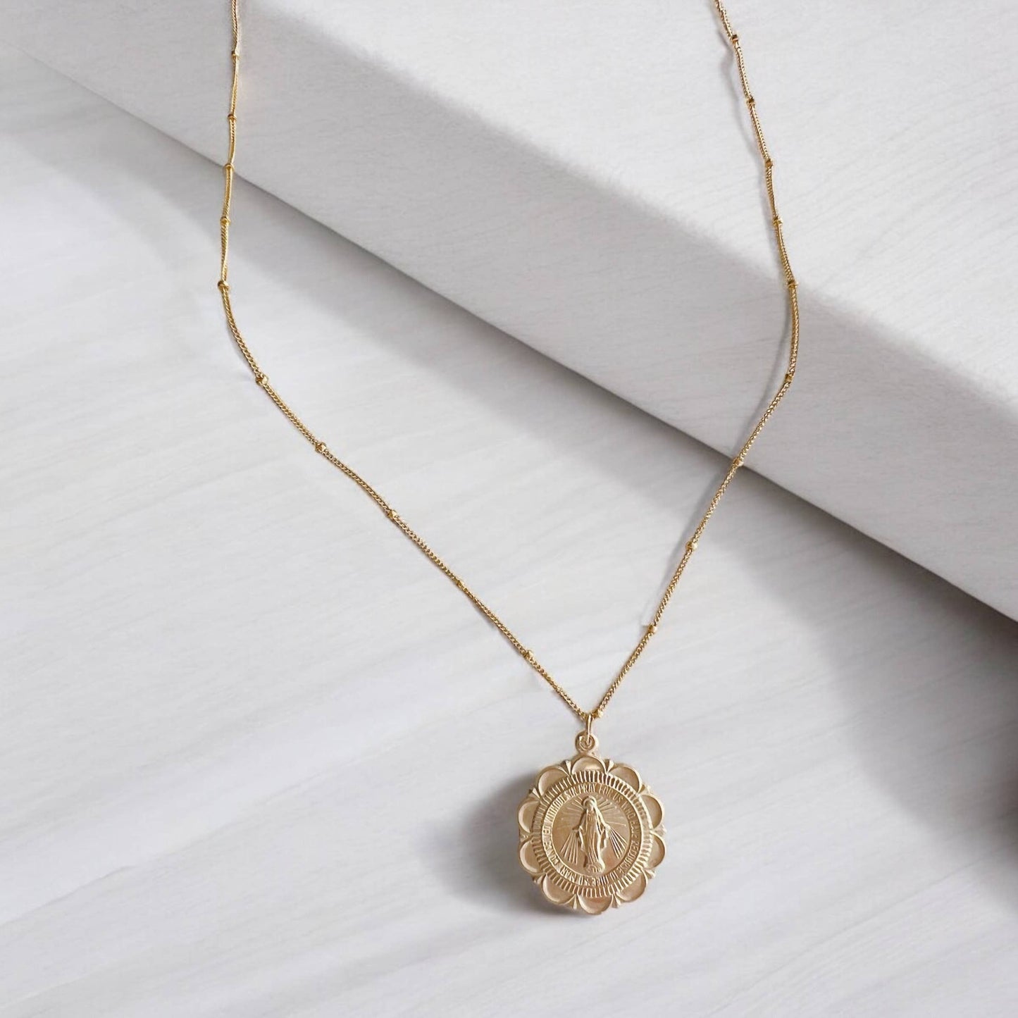 Virgin Mary Religious Necklace Catholic Gold Filled