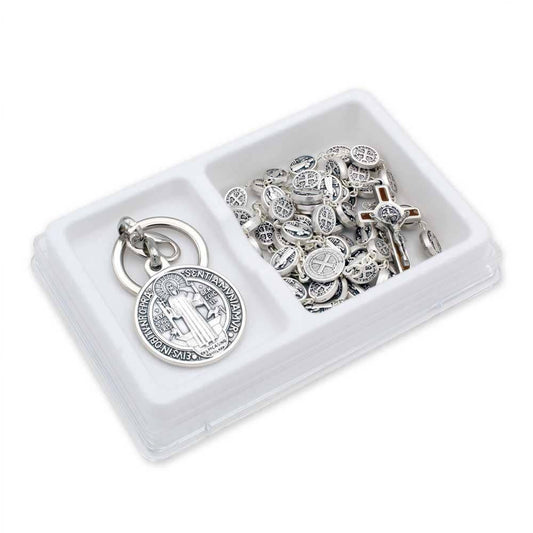 St. Benedict Rosary and Keychain Gift Set