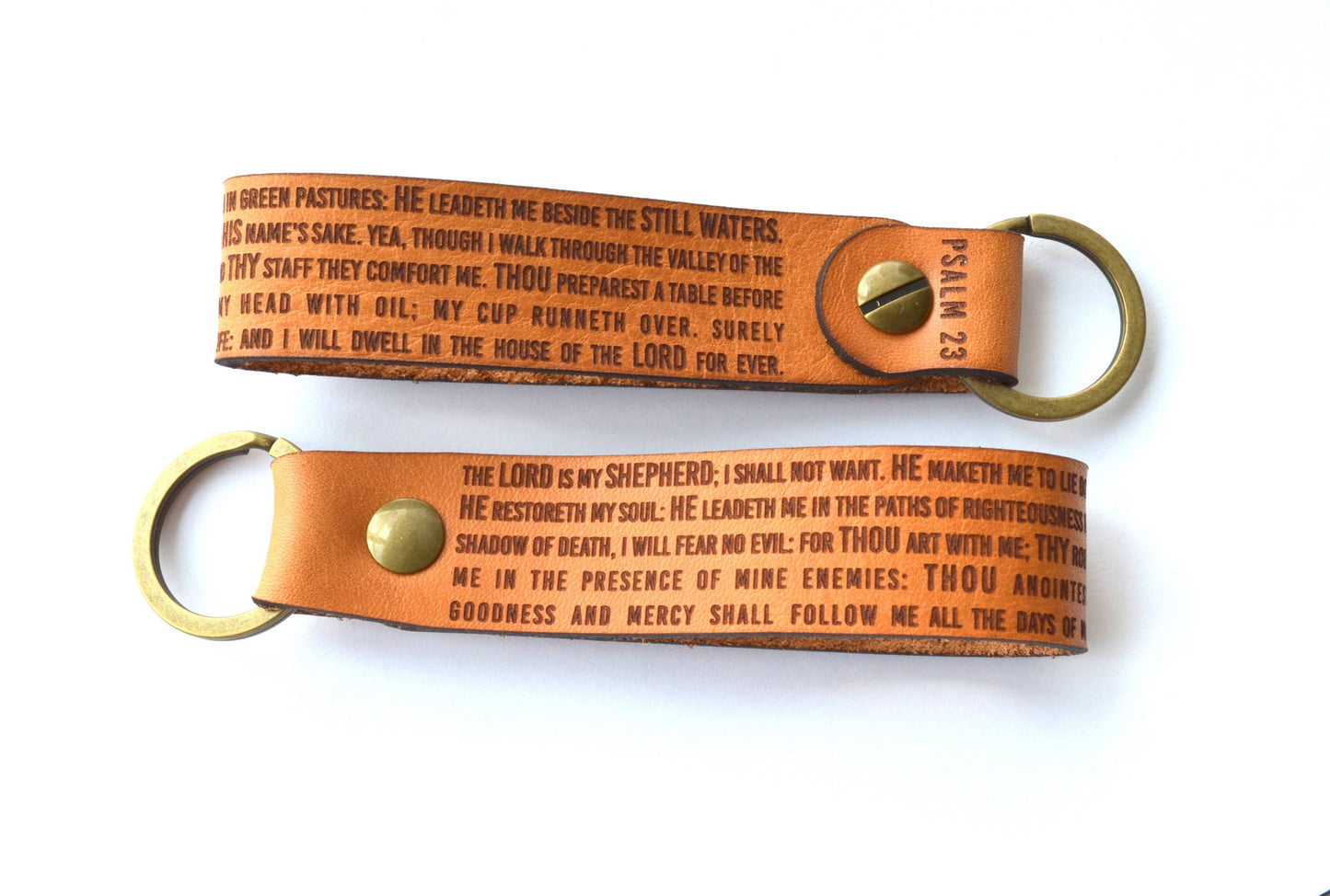 Psalms 23 Leather Keychain