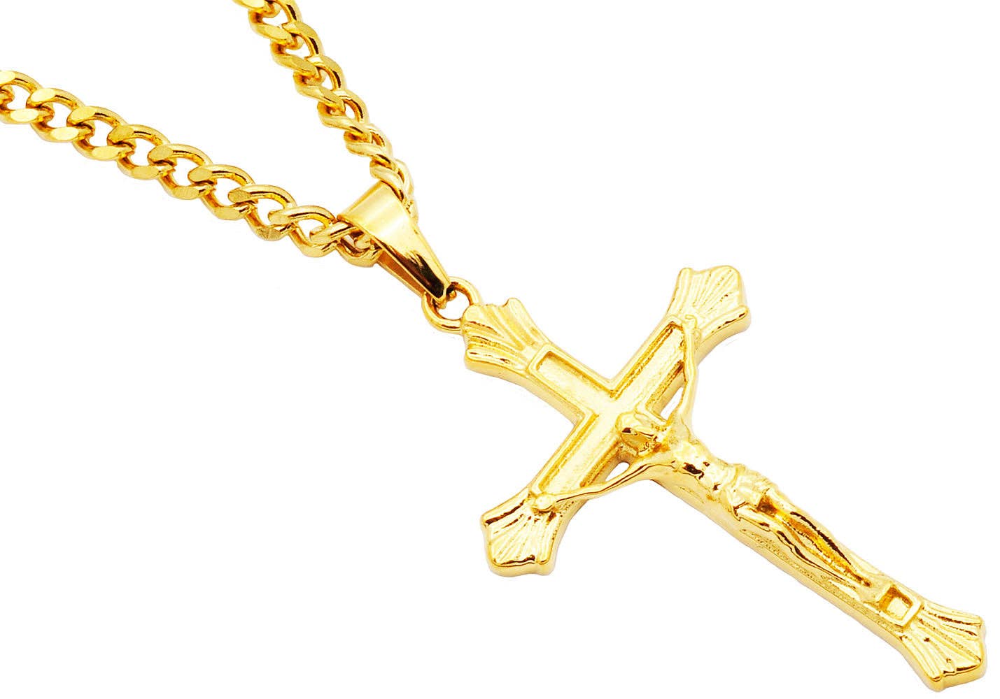 Men's Gold S.Steel Crucifix Cross Pendant