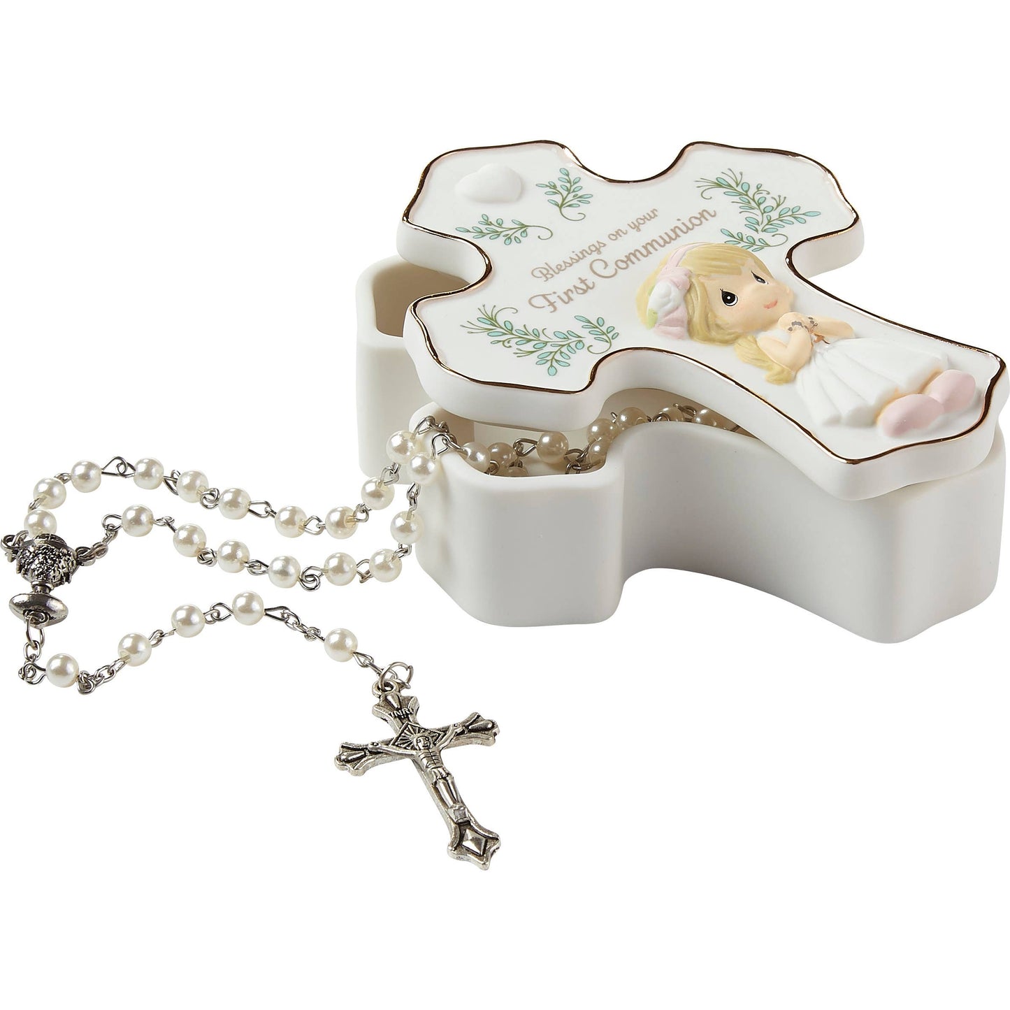 Precious Moments Cross Girl Communion Rosary Box