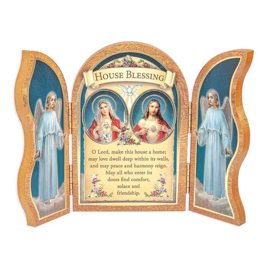 House Blessing Grand Standing Natural Wood Triptych