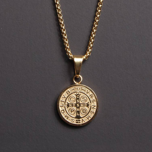 St. Benedict Gold Plated Necklace Small Pendant