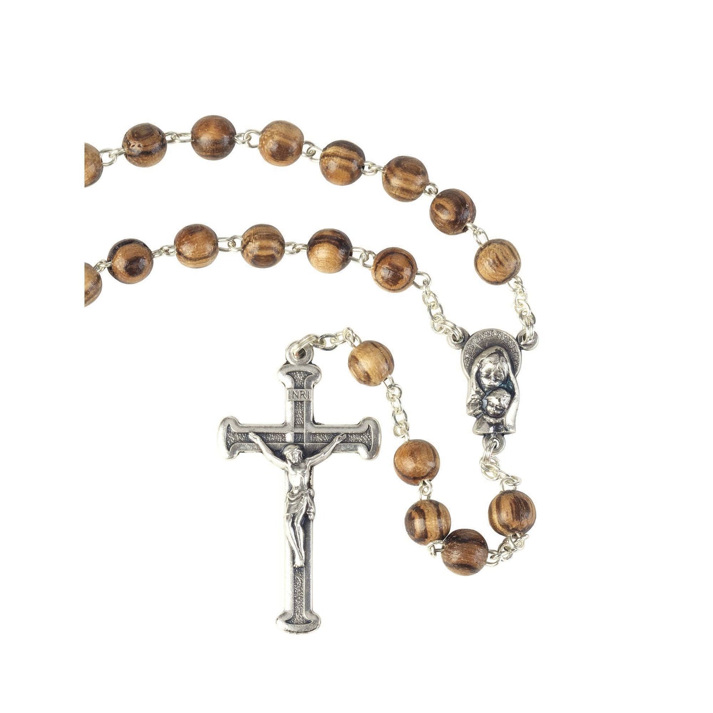 ROSARY BROWN WOOD 6MM MADONNA CENTER