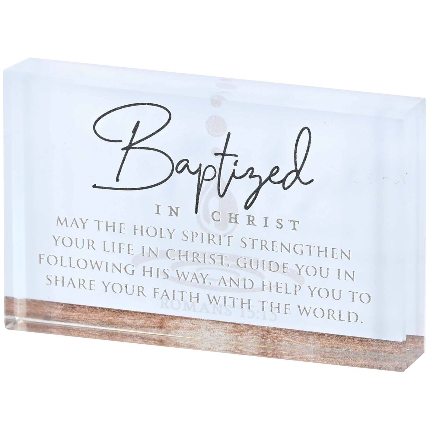 Tabletop Glass Plaque Baptized In Christ