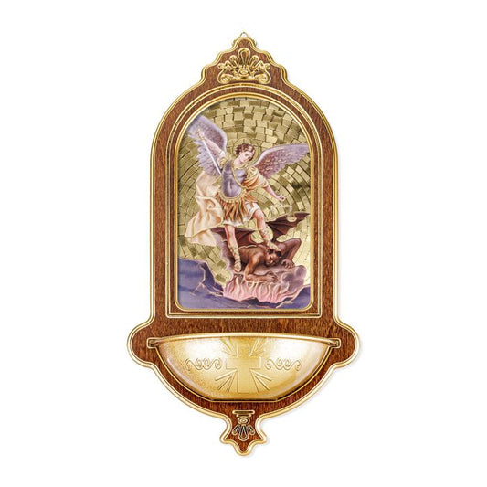 Saint Michael Wooden Holy Water Holder 10x5