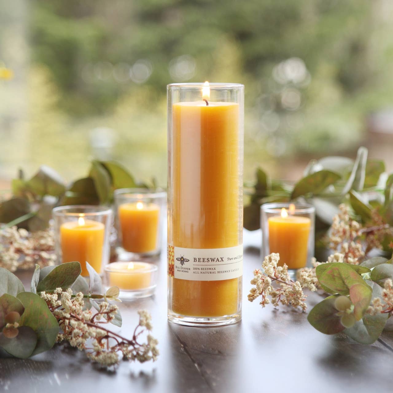 Pure Beeswax Sanctuary Glass 90 Hour Candle