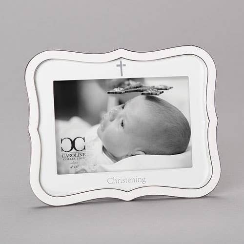 White Christening Frame 4X6