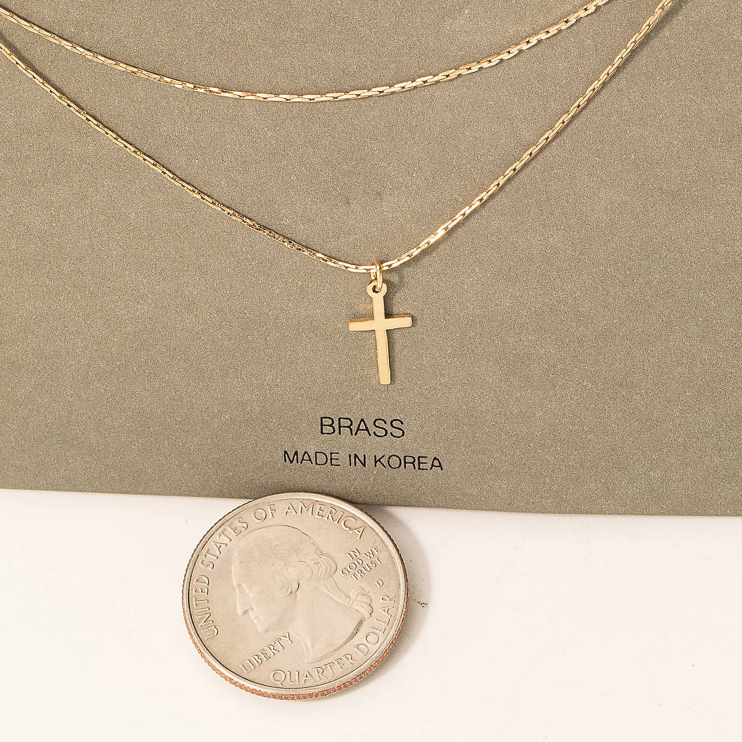 Layered Chain Cross Pendant Necklace