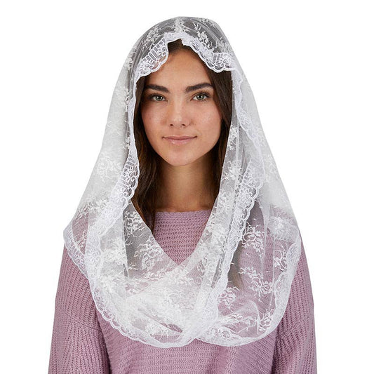 Wht Lace Infinity Chapel Veil