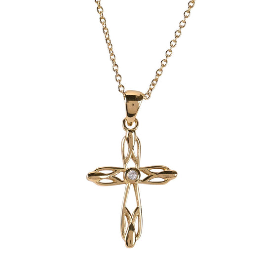 Necklace Open Bud Cross Gold Plated 18L