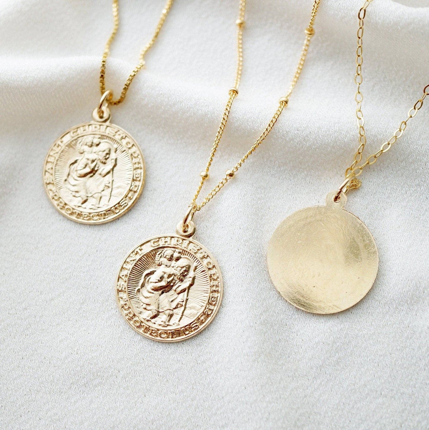 St Christopher Traveler 14K Gold Fill Coin Necklace