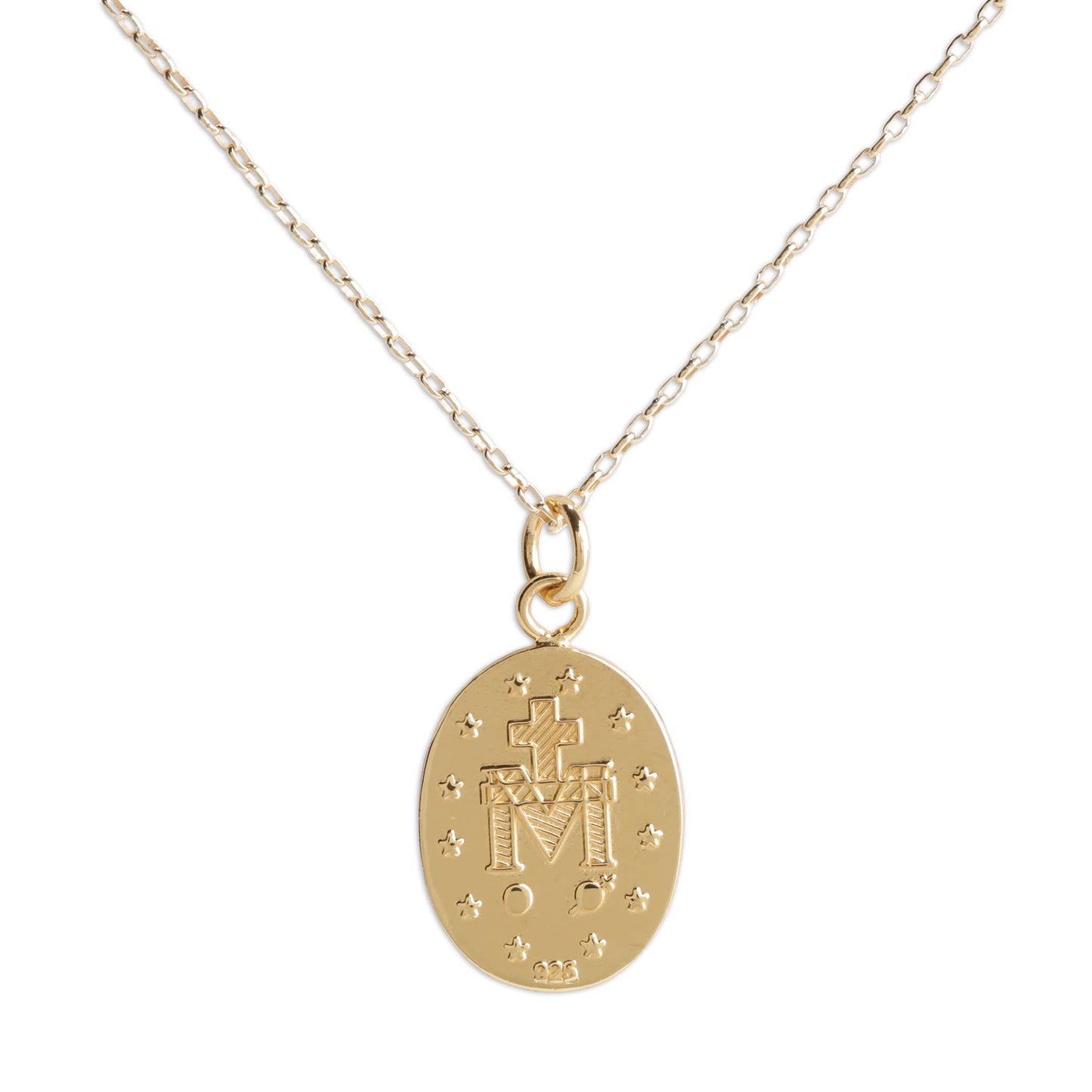 Gold Plated Miraculous Medal + Cross Necklace