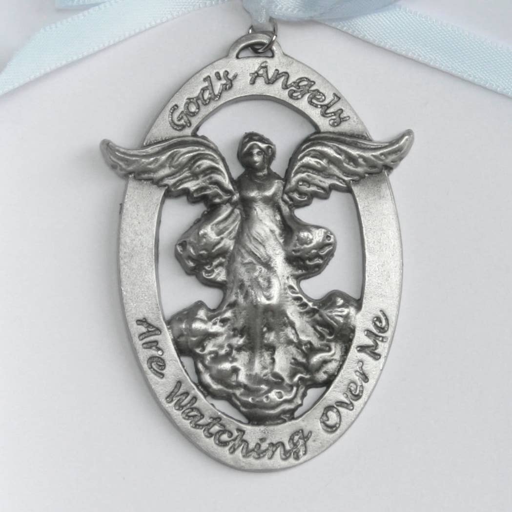 Angel Crib Medal with Blue Ribbon