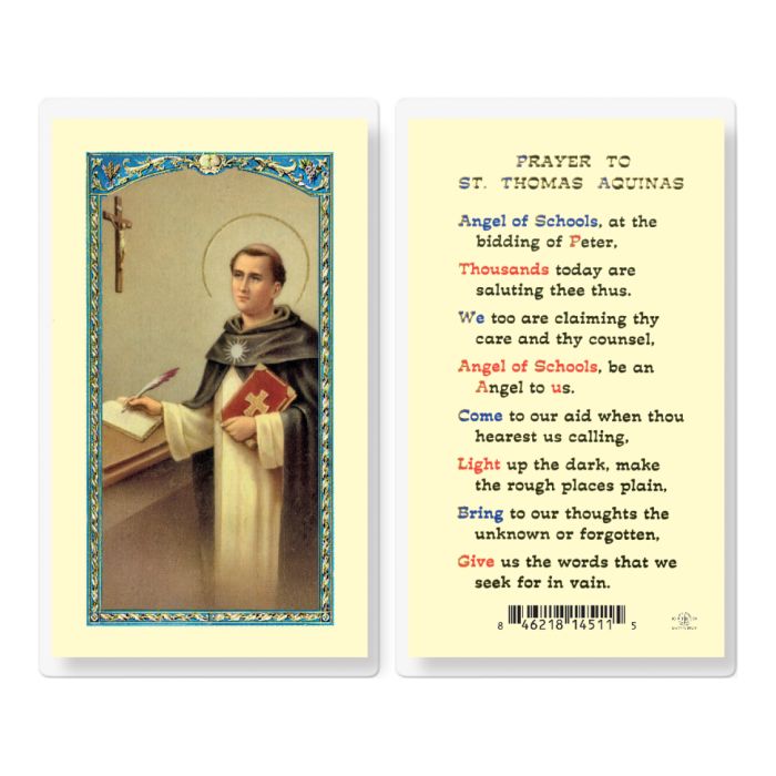 St. Thomas Acquinas Laminated Prayer Card