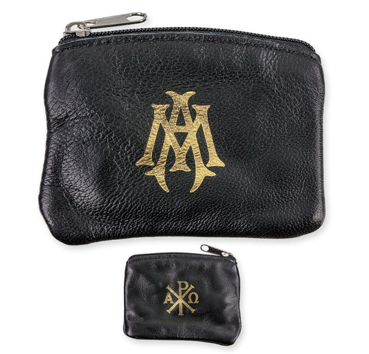 Genuine Sheepskin Leather Rosary Pouch with Smooth Velvet Lining, Zipper