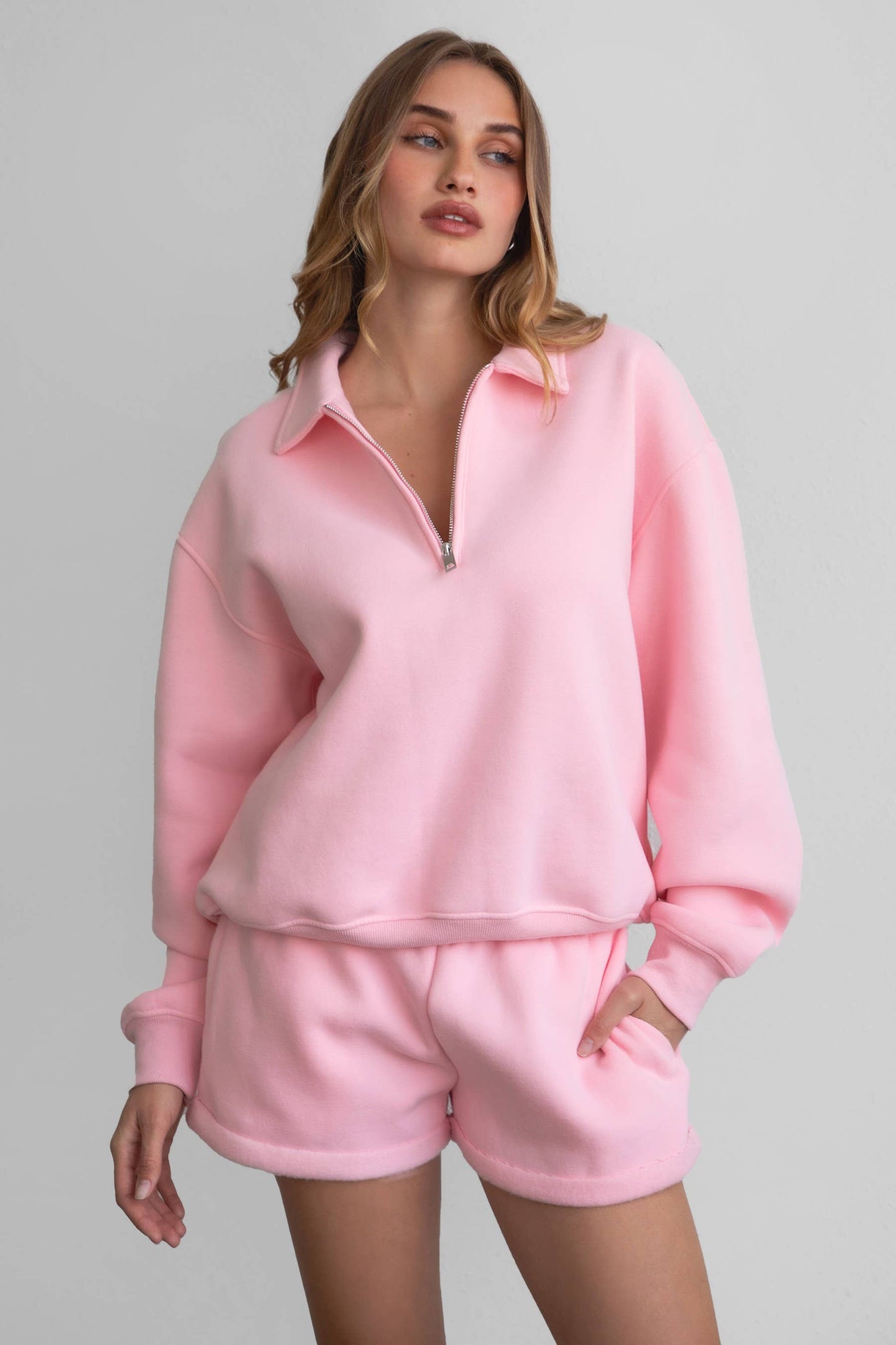 HAILEE Cloud Fleece Classic Half-Zip Sweater