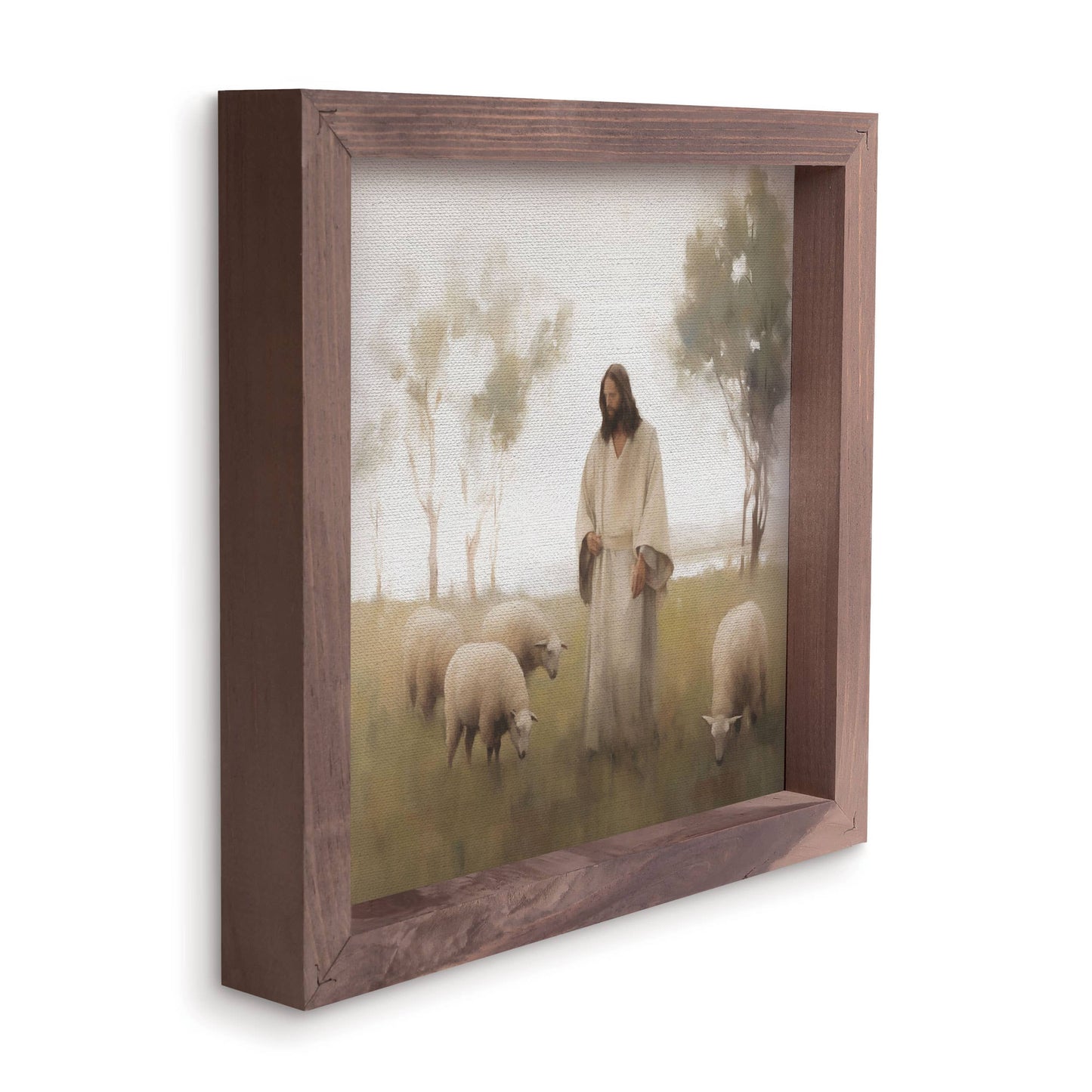 Jesus & Sheep Framed Art (11 x 11”)