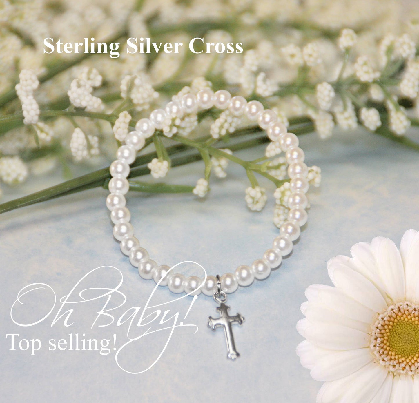 Pearl Cross Stretchy 5" Bracelet