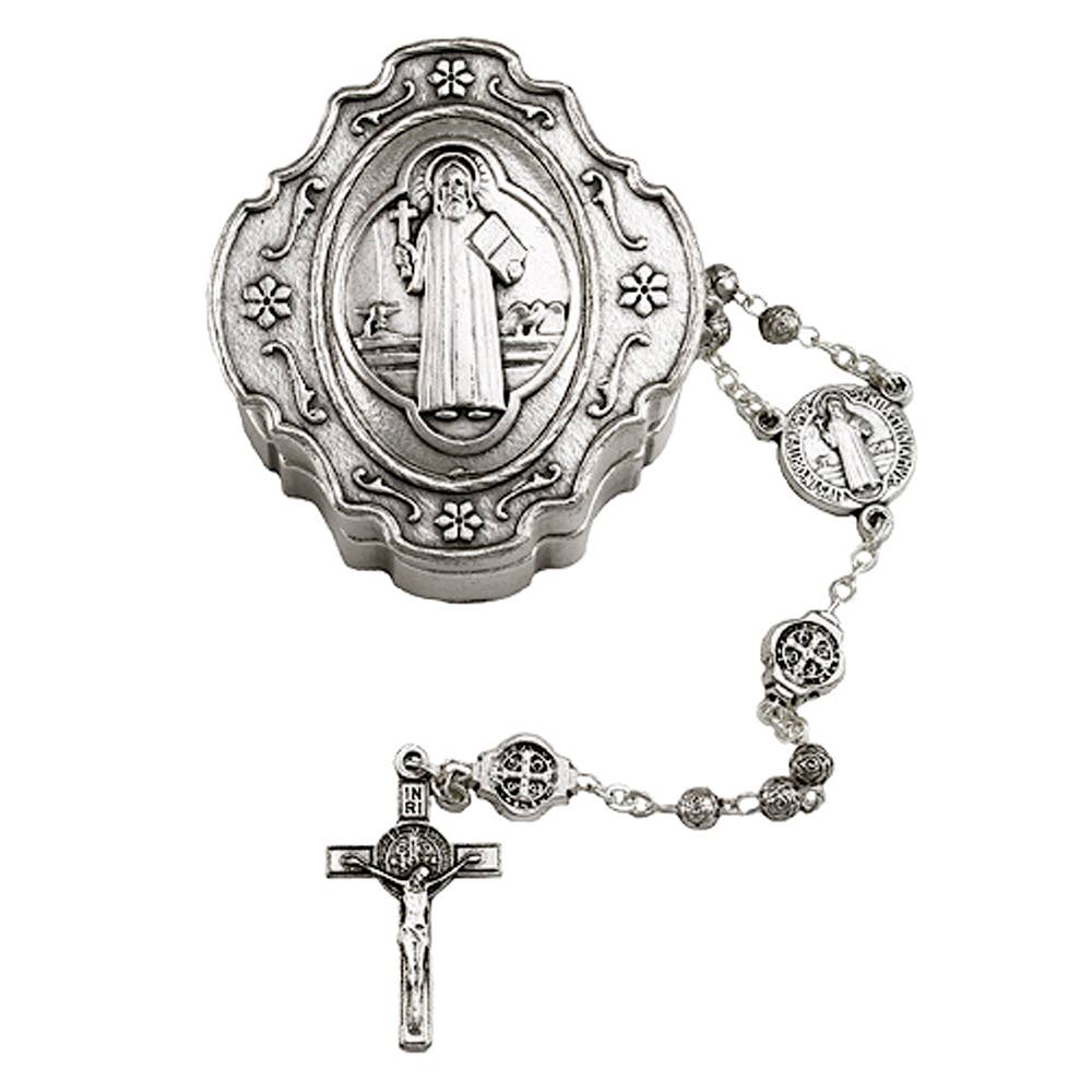 Saint Benedict Rosary Metal Beads + Box