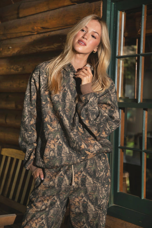 BAYOU Dark Woodland Camo Lounge Fleece Classic Hoodie