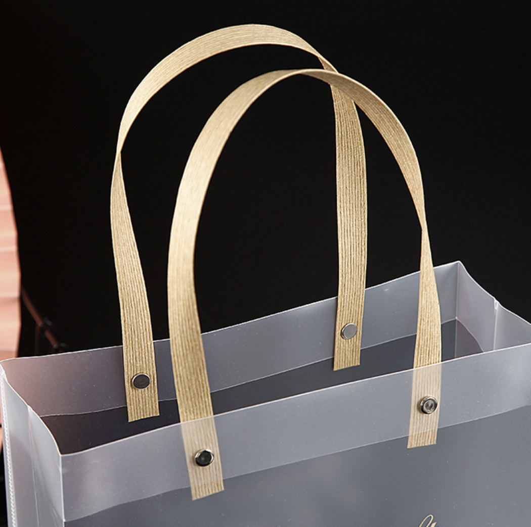 12pcs , transparent frosted PVC paper rope gift bag