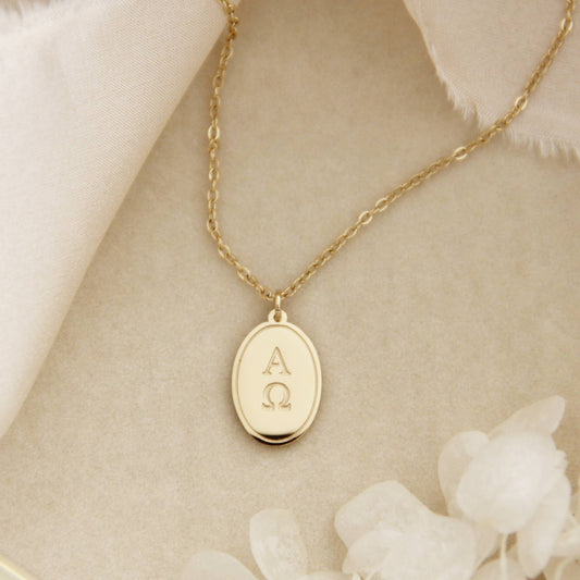 Alpha and Omega Symbol Necklace, Revelation 1:8