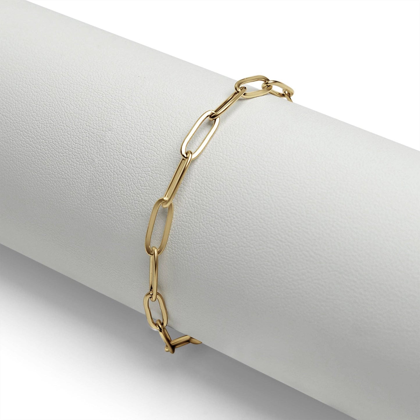 Stainless Steel Paperclip with Charm Keeper Chain Bracelet