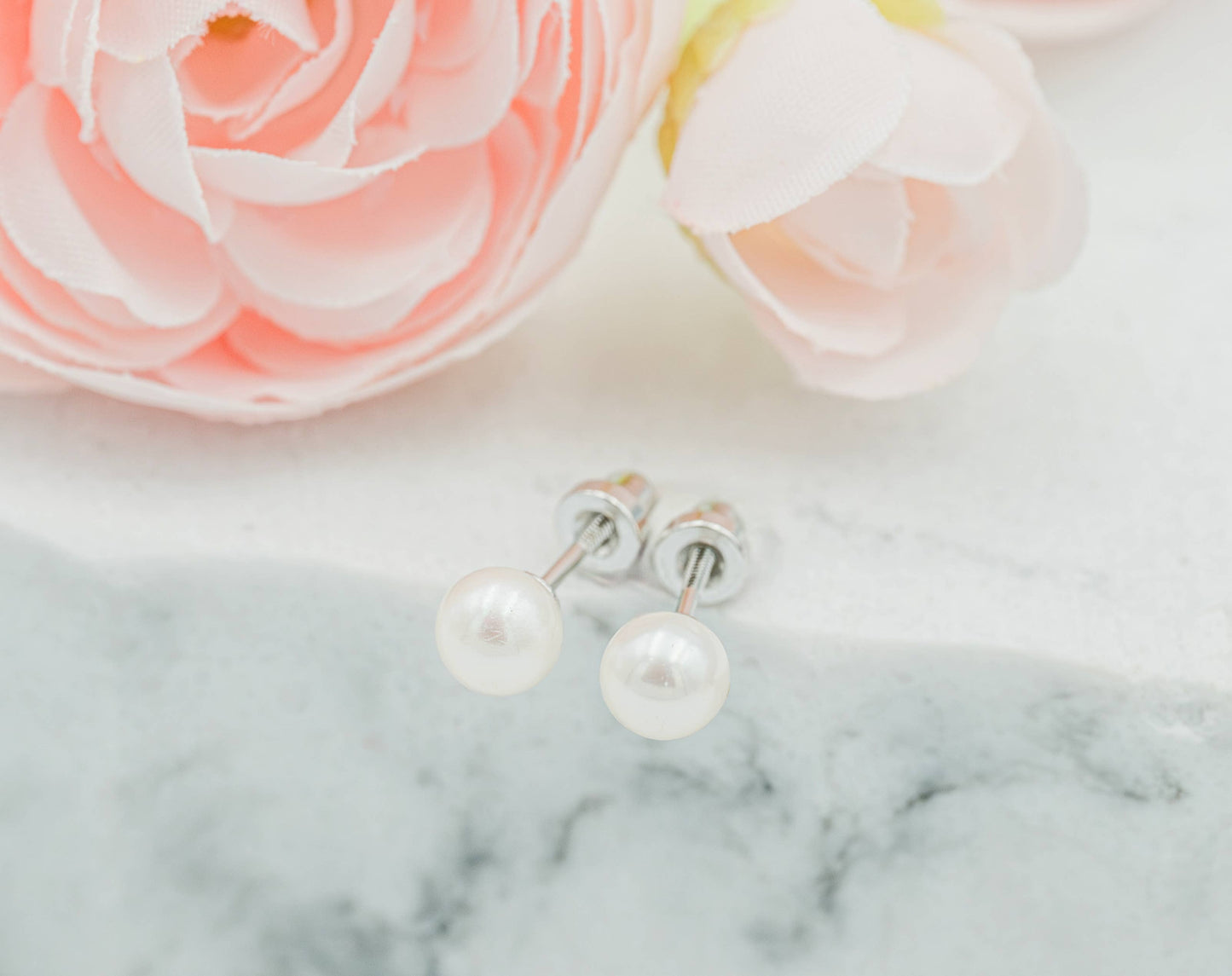 Sterling Silver Screw-Back Pearl Earrings