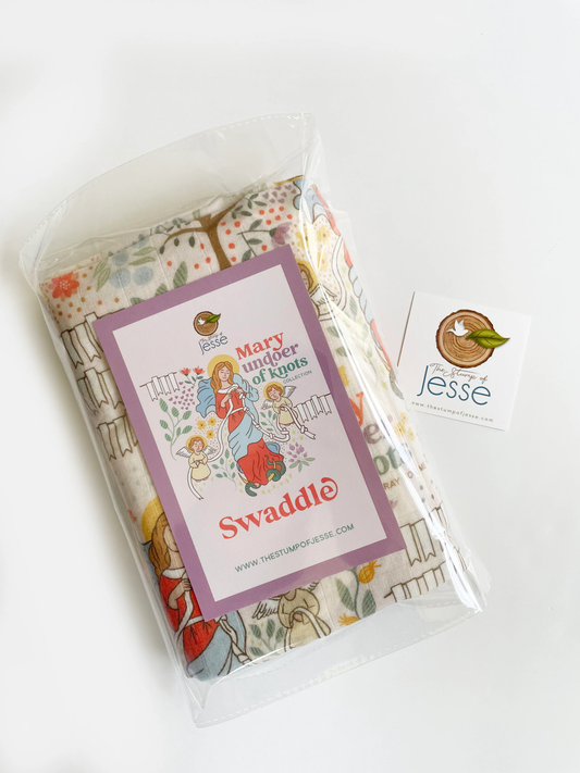 Mary Undoer of Knots Deluxe Swaddle