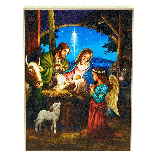 Holy Family Manger Nativity Box Sign