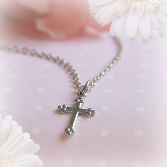 Rhodium Cross 16" Necklace