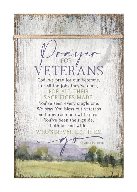 Prayer For Veterans - Timeless Twine 6X9 Wood Plaque