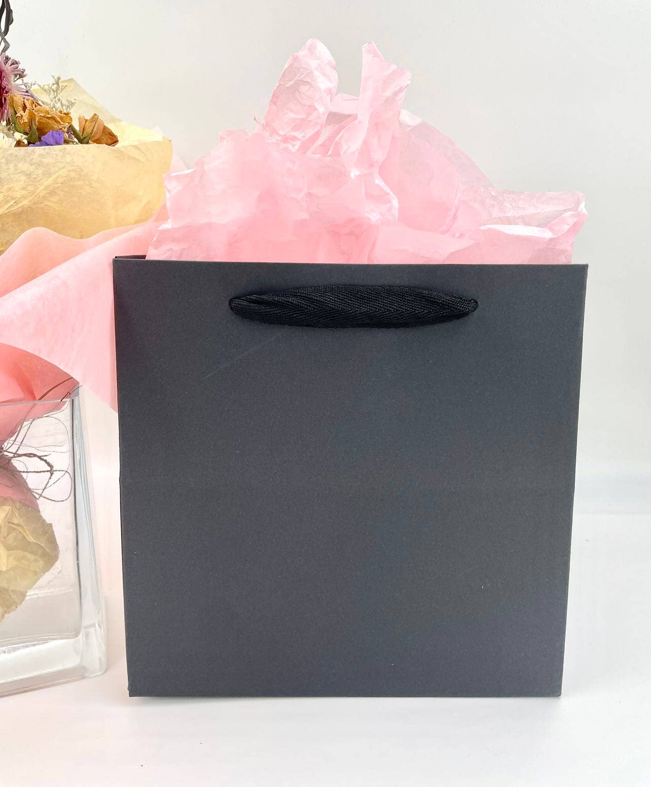 10pcs, Square black gift bag  four sizes with free tissue