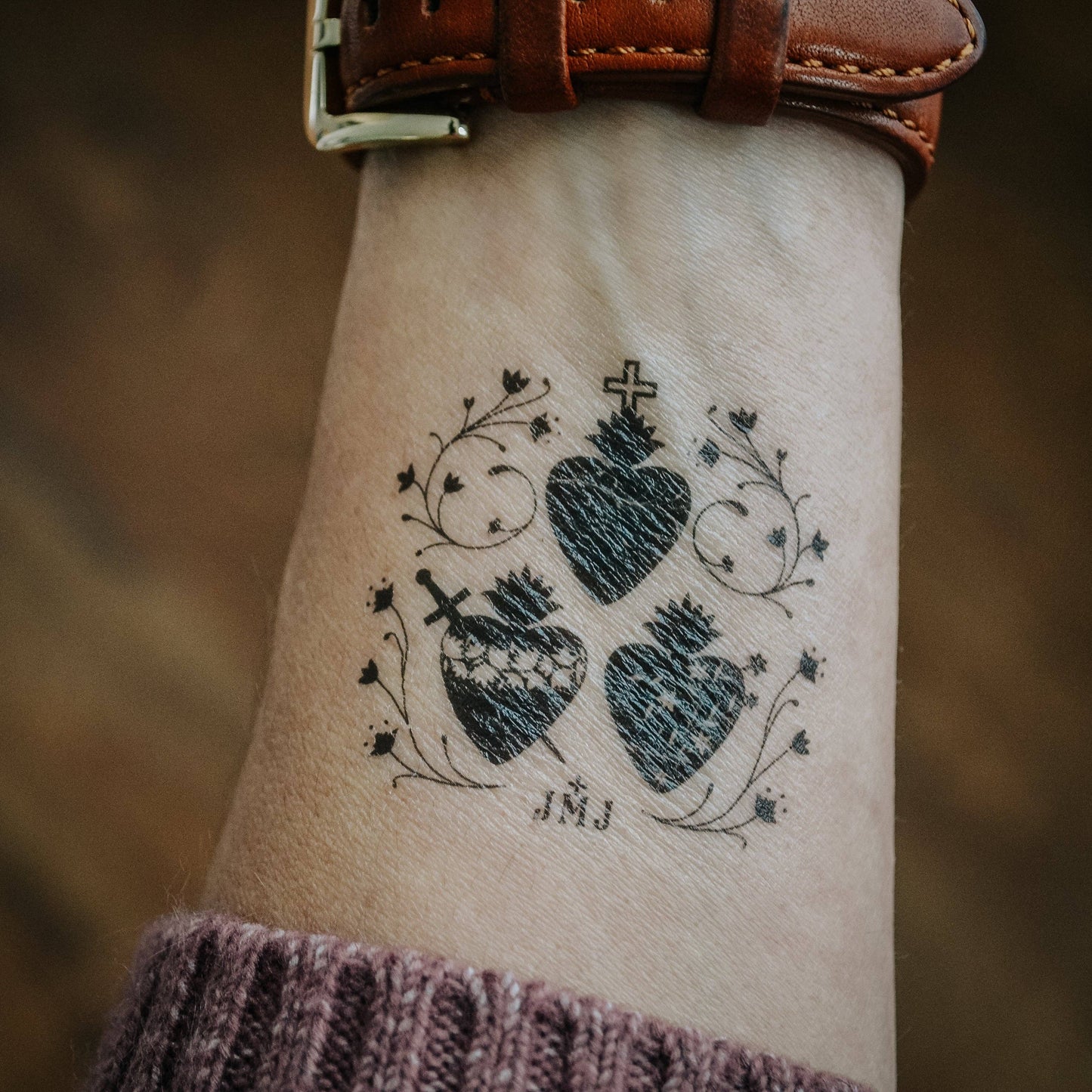 Holy Family Hearts Catholic Temporary Tattoo