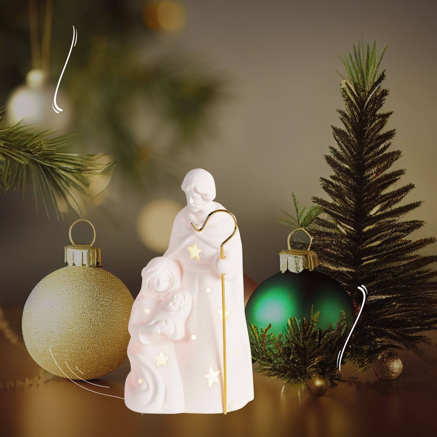 Nativity LED Light Up Holy Family Staff