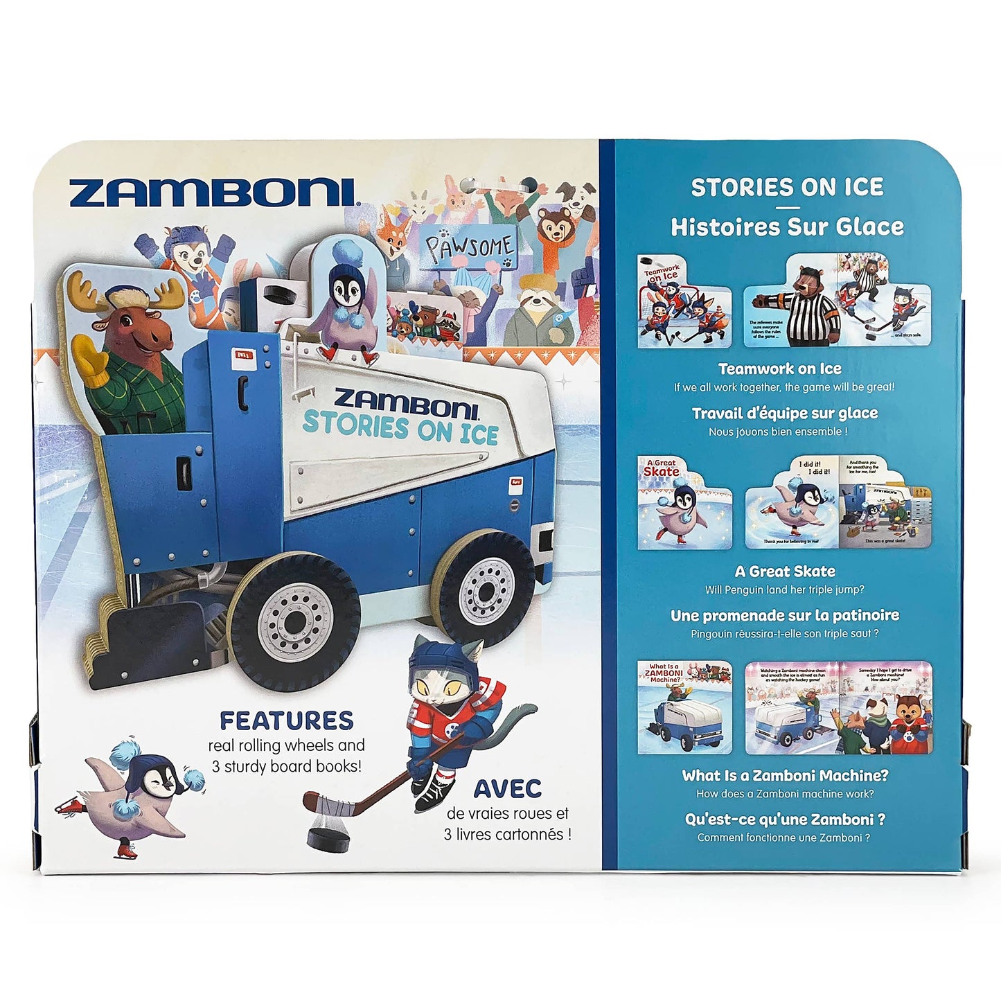 Zamboni 3-Book Sports Gift Set with Real Rolling Wheels