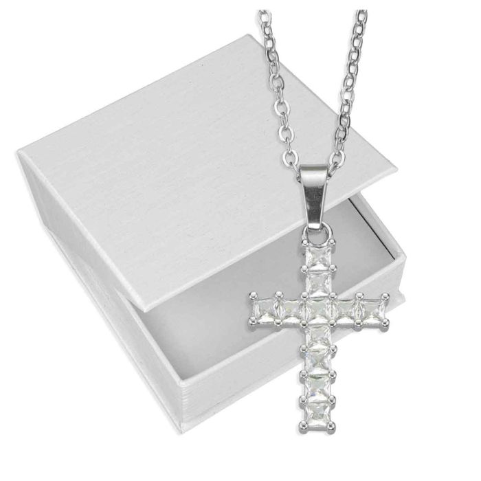 Silver tone Necklace with 1 inch cross