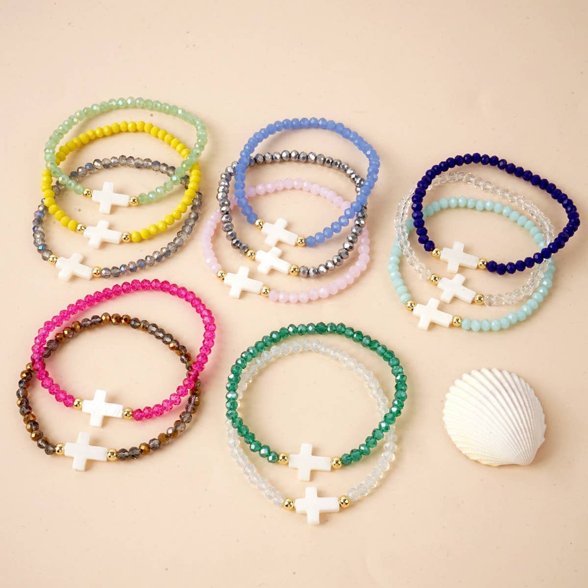 Colored Bead Cross Bracelet