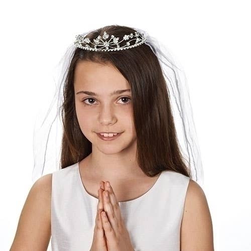 Hannah Rhimestone Tiara Communion Veil