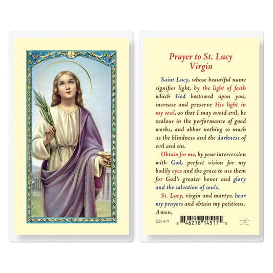 St. Lucy Laminated Prayer Card