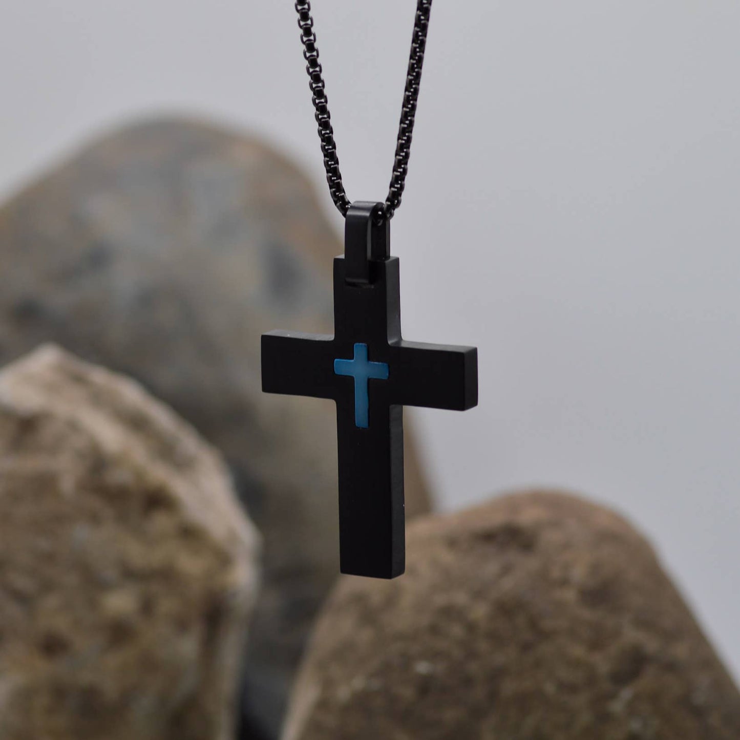Black/Blue Cross Necklace-Eden Merry Necklace