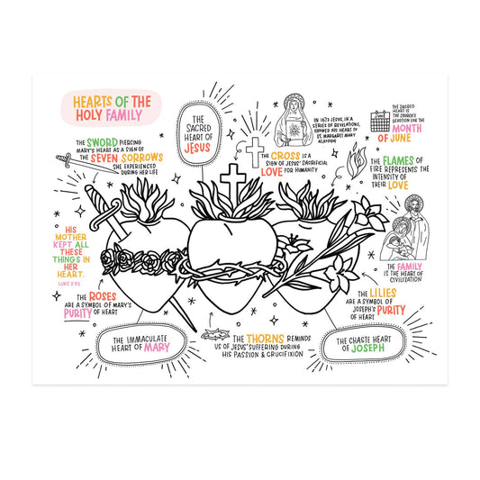 Holy Family Hearts Jumbo Activity Sheet - Pack of 3