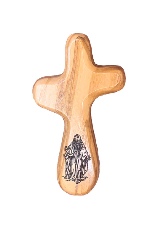 Virgin Mary - Engraved Holding Cross