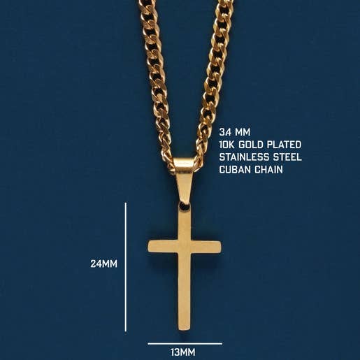 Gold Cross Necklace for Men on Cuban Chain – St. George